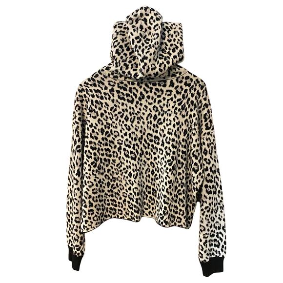 Alice + Olivia Oscar Leopard Print Hoodie Face Graphic Sweater Wool Blend Large - Picture 8 of 9